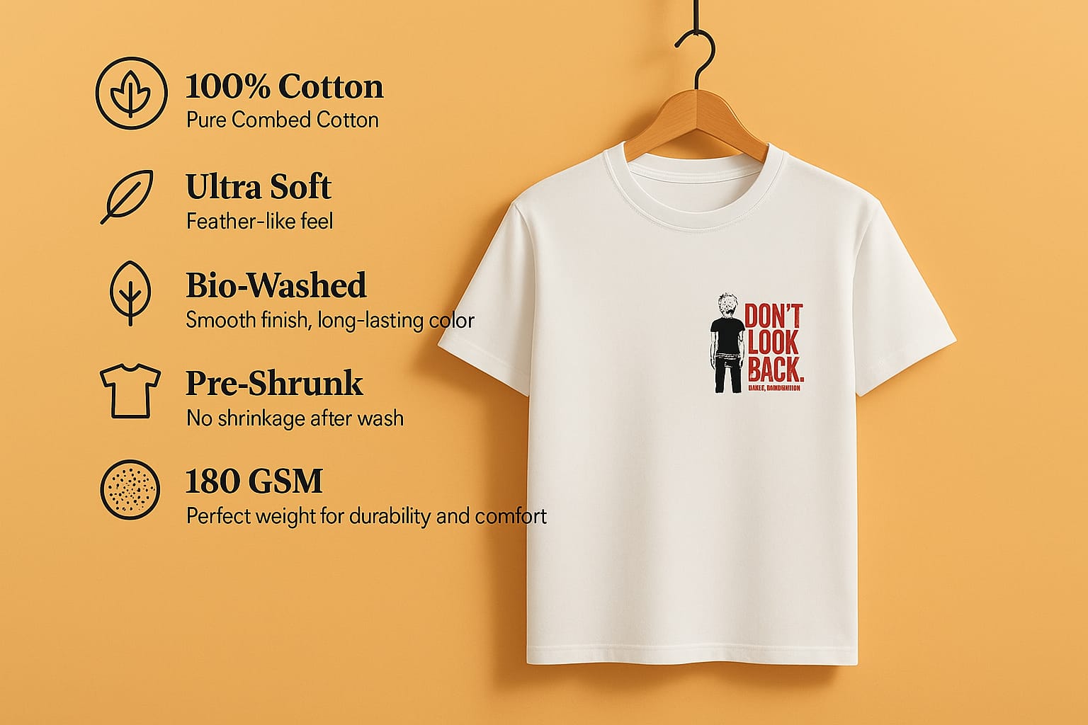 Men round neck cotton blend oversized white printed t shirt. - Image 4