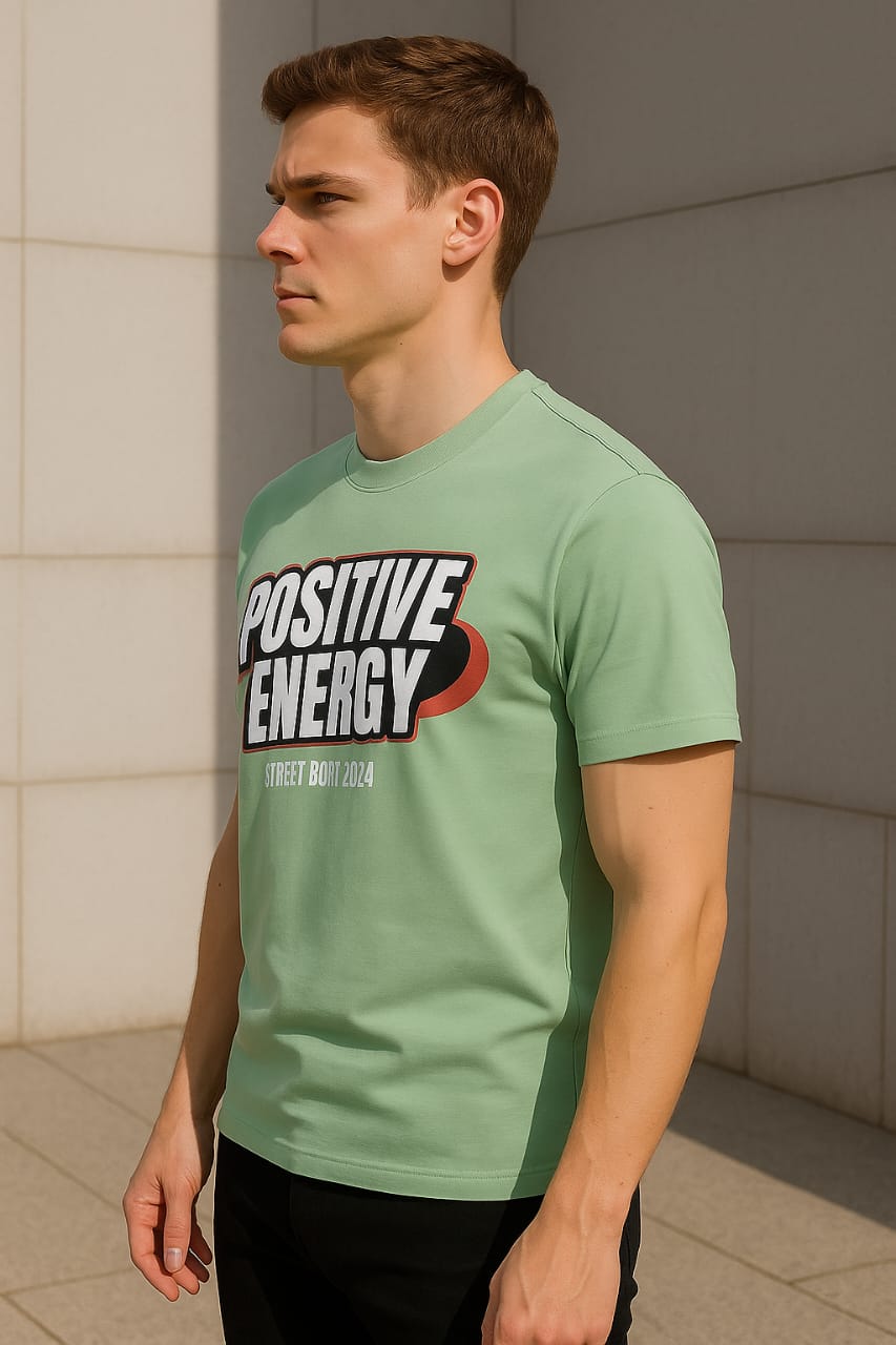 Men round neck oversized olive green printed t shirt. - Image 2
