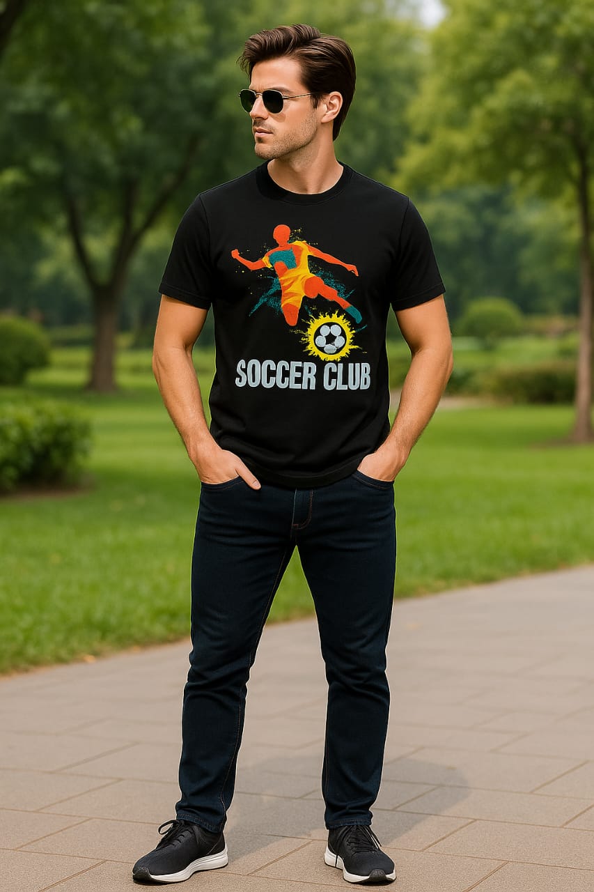 Men round neck regular fit 100% cotton Bio-washed dtf print t shirt. - Image 2