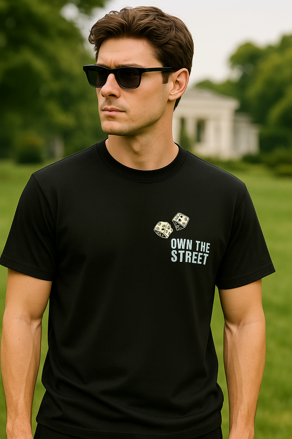 Men round neck oversized cotton blend DTF print black t shirt. - Image 3