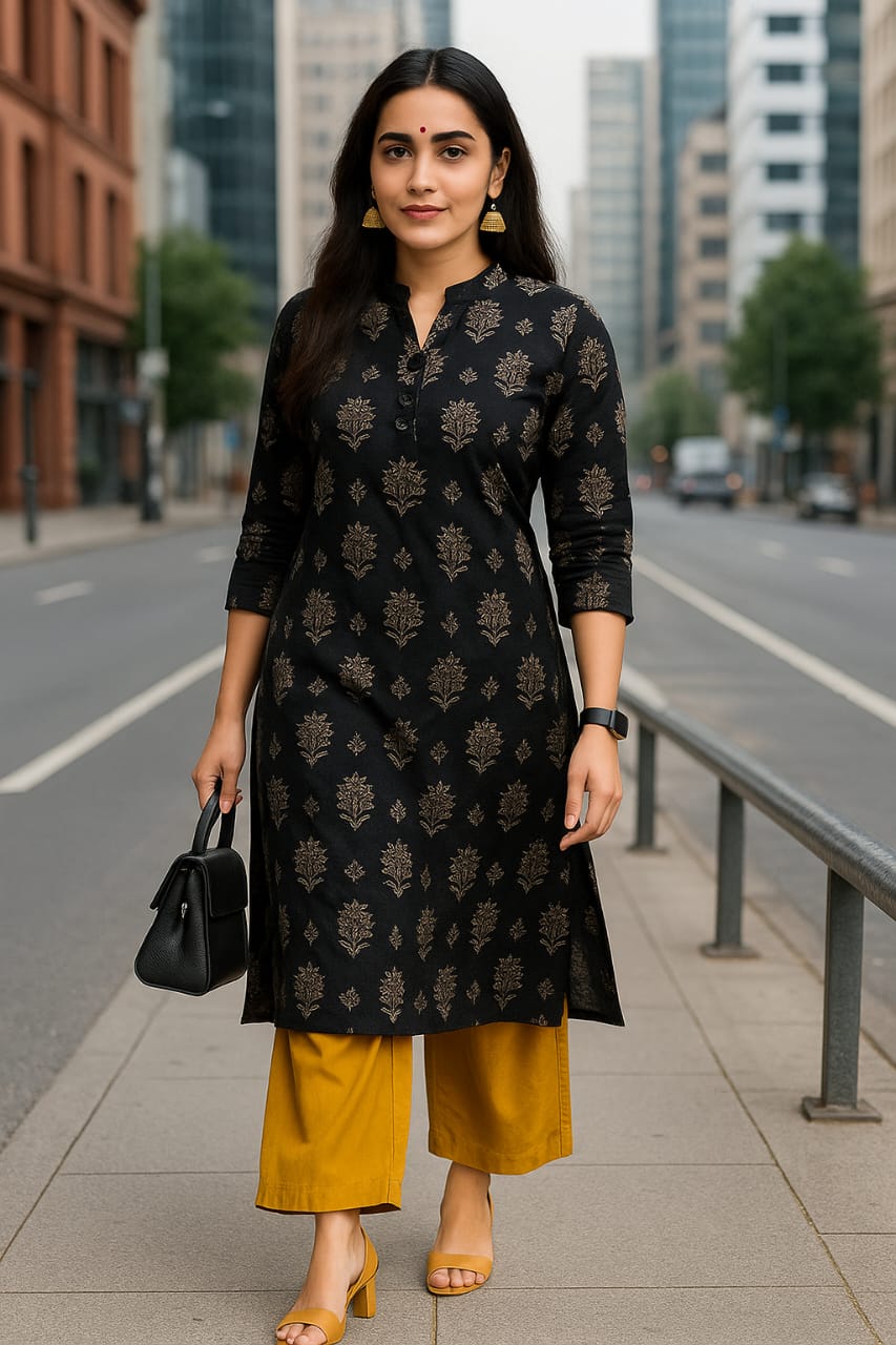 Mustard Yellow Rayon palazzo with side pocket - Image 4