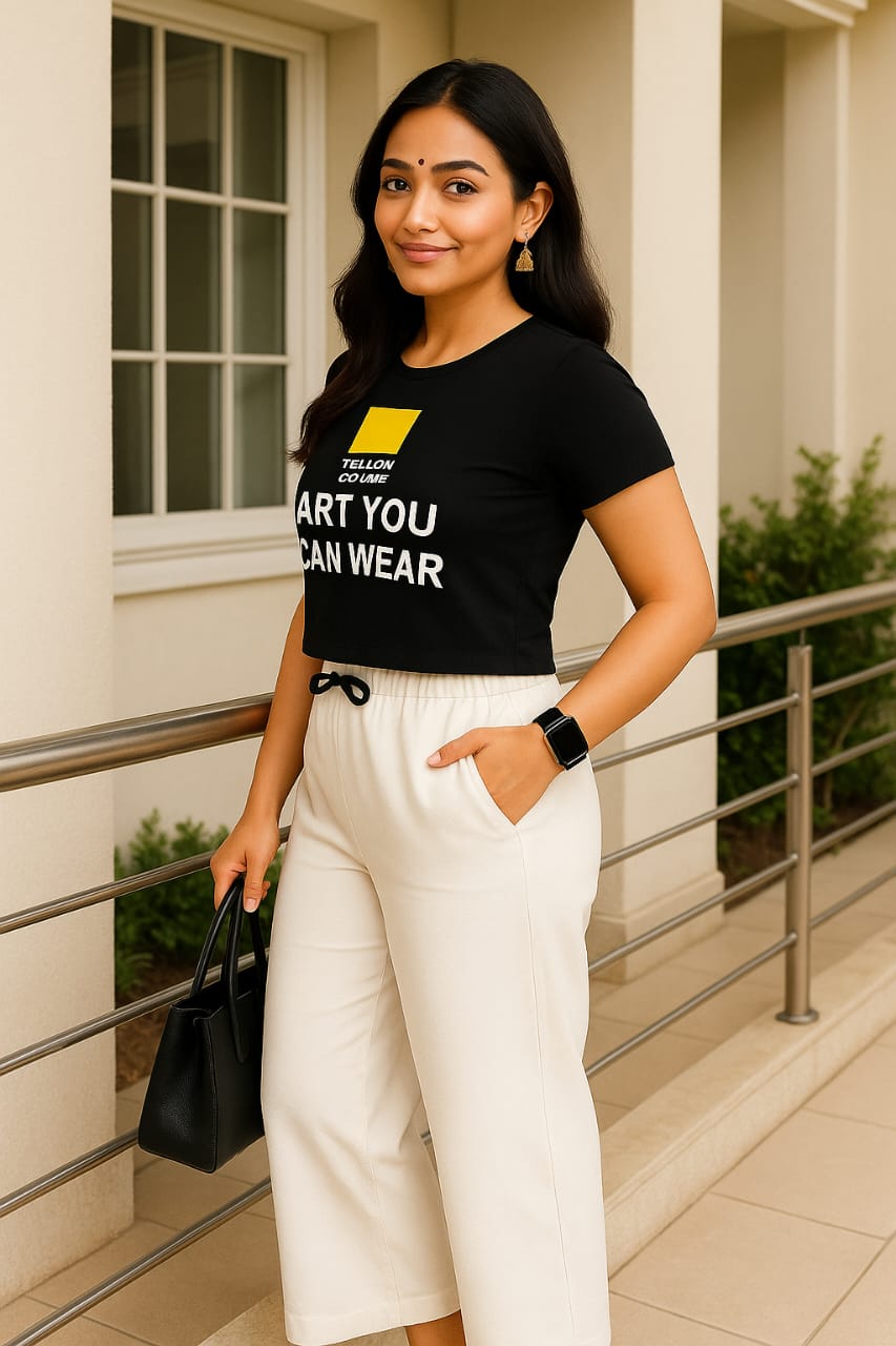 White plane plazo with side pocket. - Image 2