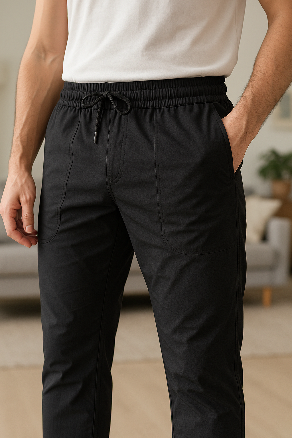 Men regular fit trouser{lower} zara knitt fabric with side pocket.