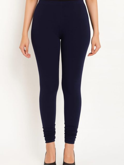 Viscose Lycra Stretchable Churidar Navy Blue Leggings [210 GSM]