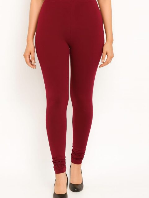 Viscose Lycra Stretchable Churidar Maroon Leggings [210 GSM]